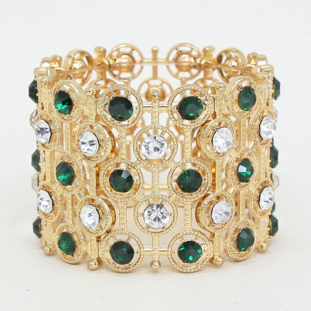 Gold Emerald Mesh Stretch Bracelet